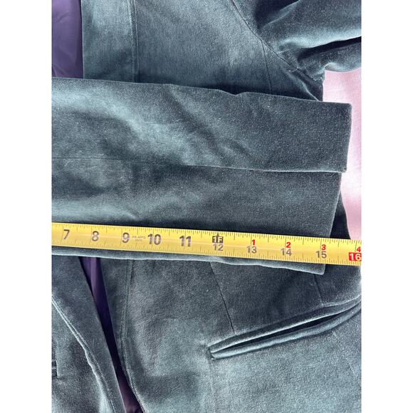J Crew 365 Women's sz 2 Dark Green Velvet Blazer Open Front Work Office - Picture 9 of 10